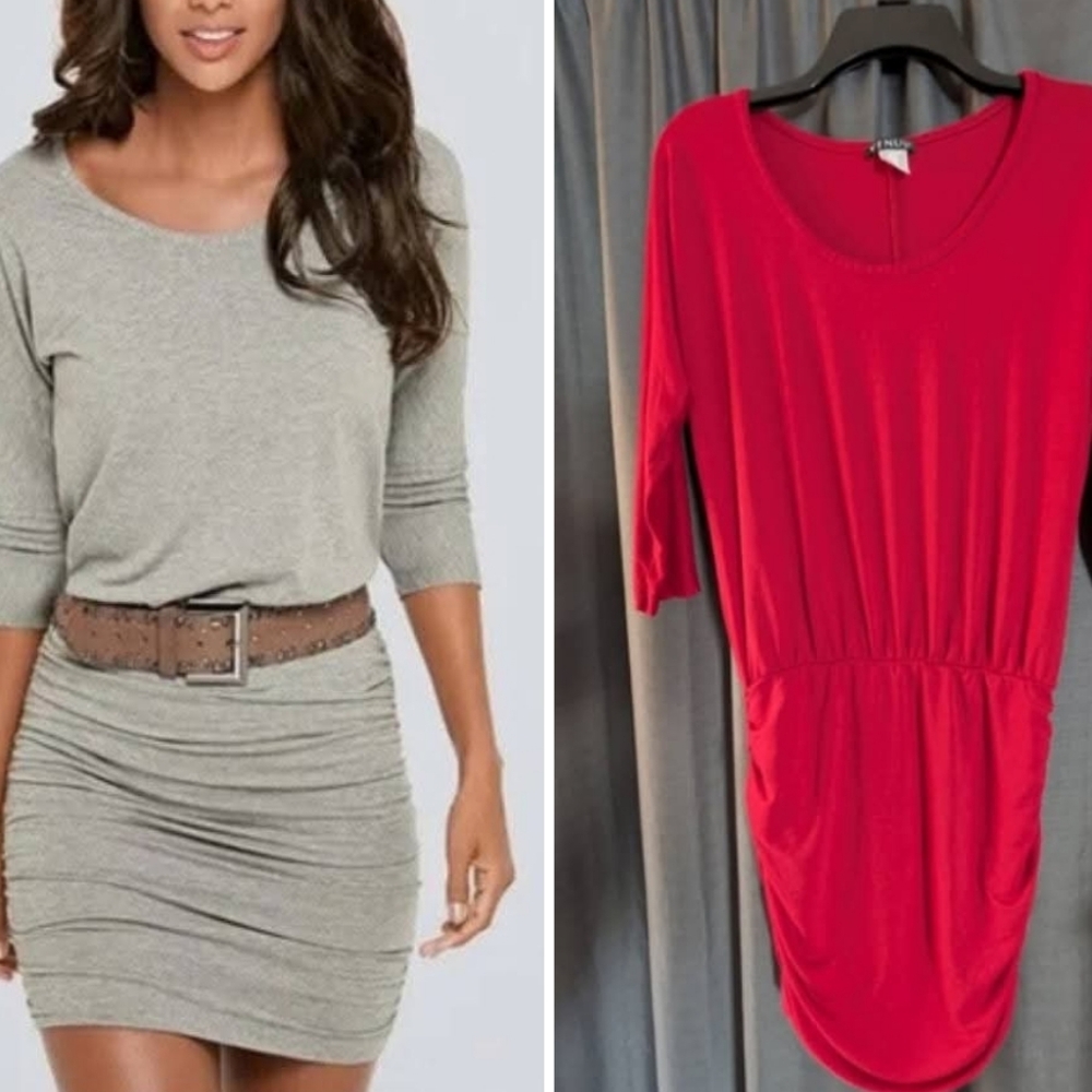 Venus Women's RED Rouched Off The Shoulder Mini Dress Sz. L